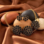 Black Crystal Set of Necklace and Earring (Pack of 1)