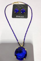 Gold Plated Blue Crystal Necklace & Earring Set