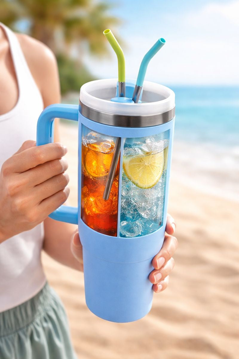 2 in 1  DRINK  SEPERATOR TUMBLER DRINK DIVIDER